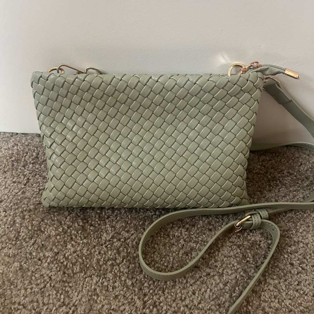 Anthropologie Green Woven Crossbody
